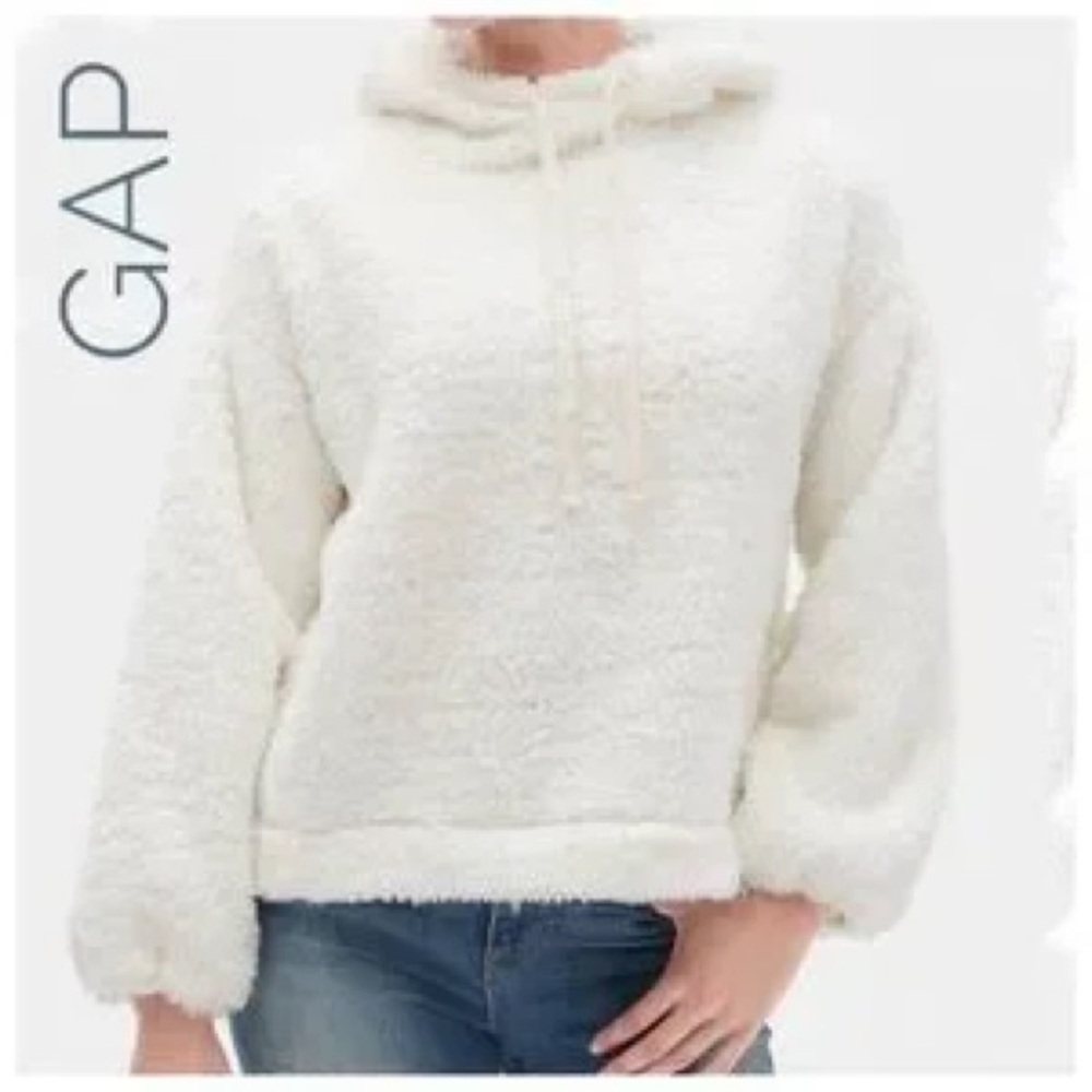 NWOT GAP Sherpa Pullover Hoodie, Size XXL (16/18), Milk